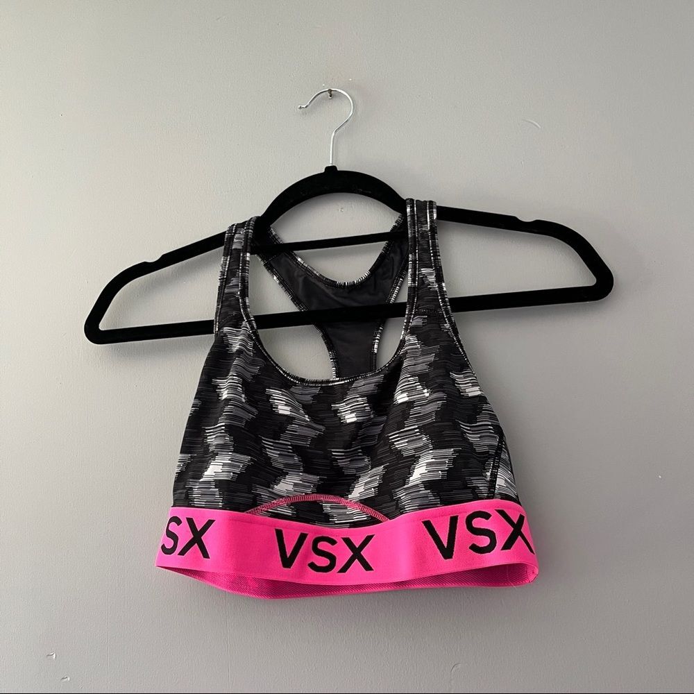 VSX Sports Bra Pink Black White Victoria’s Secret Size Small